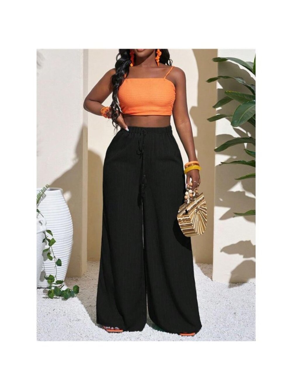 Wide-Leg Pants with Drawstring - Picture 4 of 14